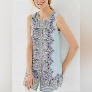 J. Jill Blue Paisley Sleeveless Tunic Tank